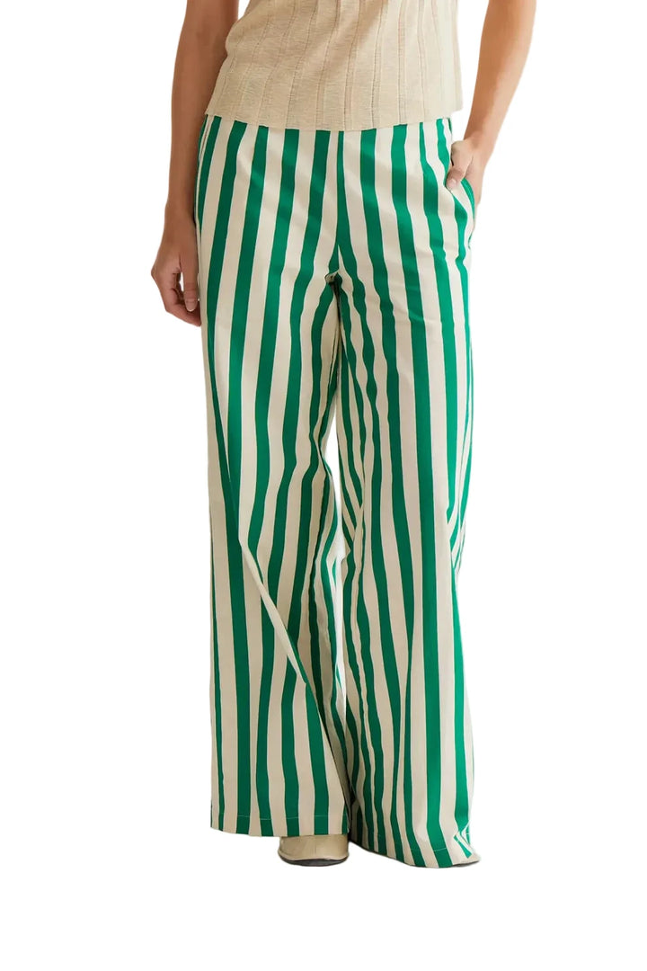 Bamboo Green Stripe Trousers