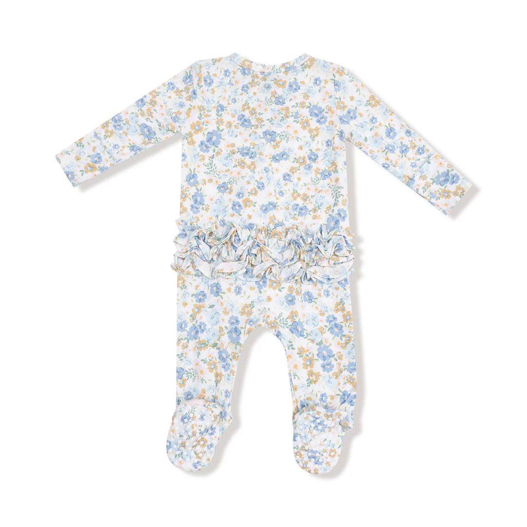 Sweet Rose Calico 2 Way Zipper Ruffle Footie