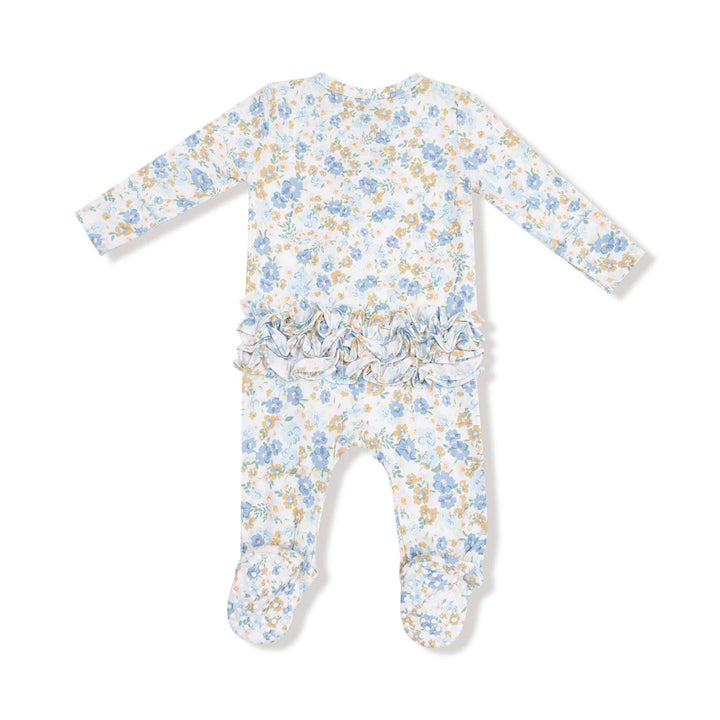 Sweet Rose Calico 2 Way Zipper Ruffle Footie