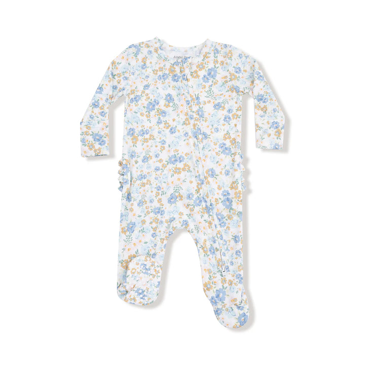 Sweet Rose Calico 2 Way Zipper Ruffle Footie