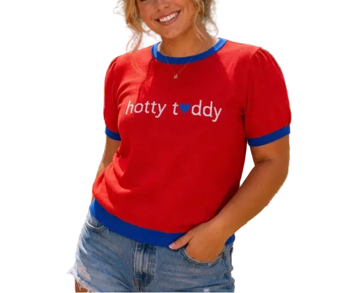 Show your Rebel spirit in elevated style in our Hotty Toddy short sleeve crew neck sweater. Featuring the iconic "Hotty Toddy" spirit, this sweater is designed for tailgates, fall Saturdays and wherever your Ole Miss pride takes you. Pair it with denim, skirts or your favorite game day accessories for a classic Rebel look! Proud to be officially licensed.&amp;nbsp;