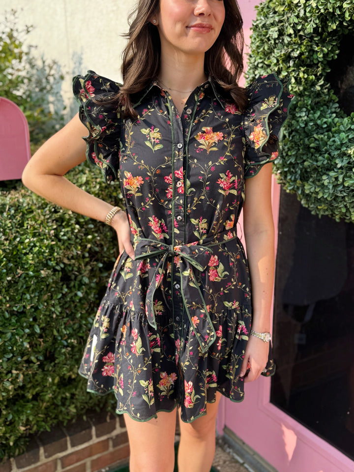 Becca Floral Flutter Sleeve Dress