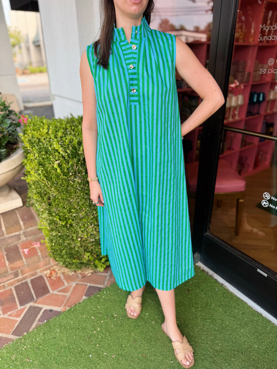Bess Sleeveless Striped Midi Dress