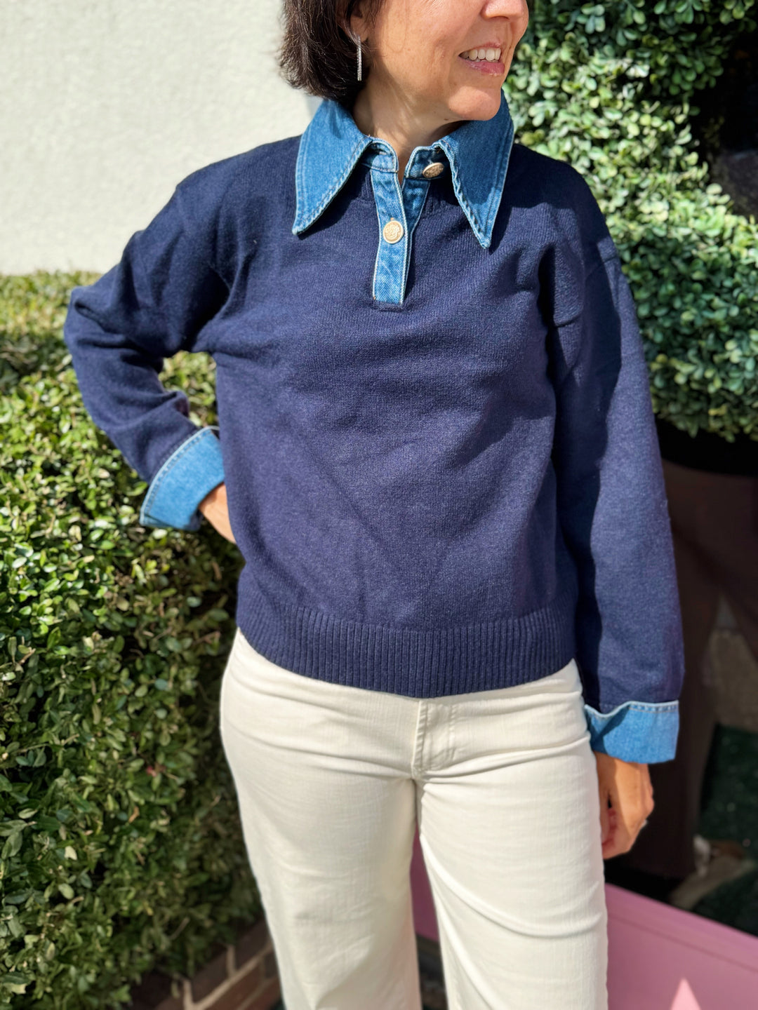 Triana Sweater with Denim Contrast