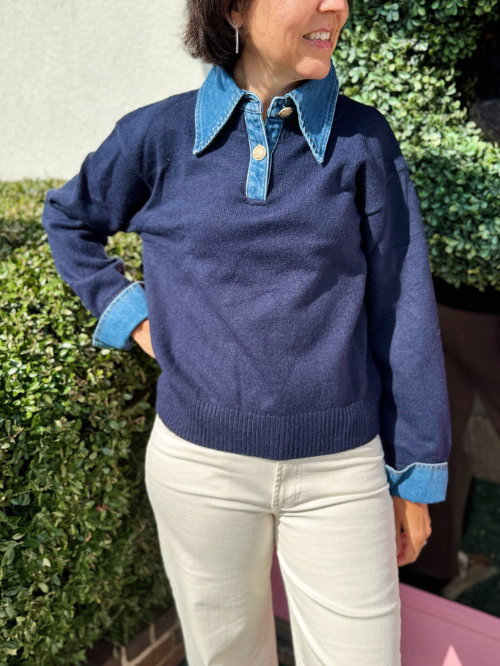 Triana Sweater with Denim Contrast