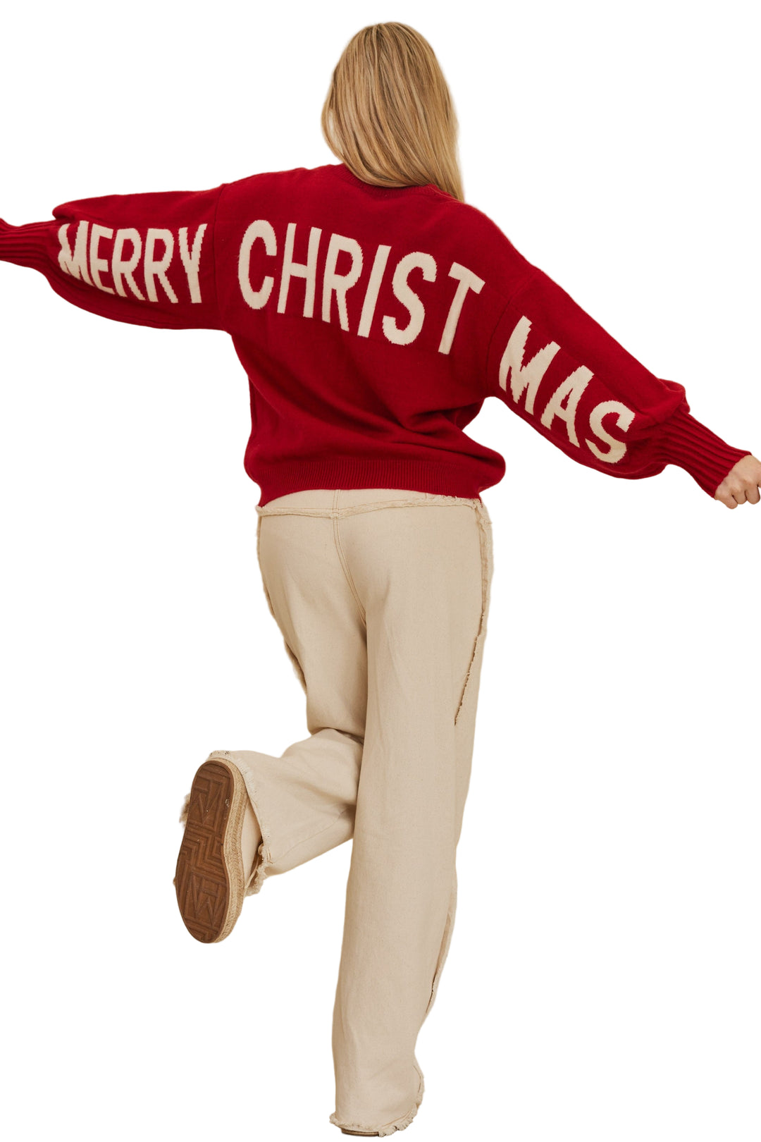 Get into the festive spirit with this playful Holiday Christmas Sweater in vibrant red. Featuring a cheerful "HOHOHO" design across the front, plus "Merry" on one sleeve and "Christmas" on the other, it’s perfect for spreading holiday cheer wherever you go. Cozy and colorful, this sweater is a fun way to celebrate the season in style!