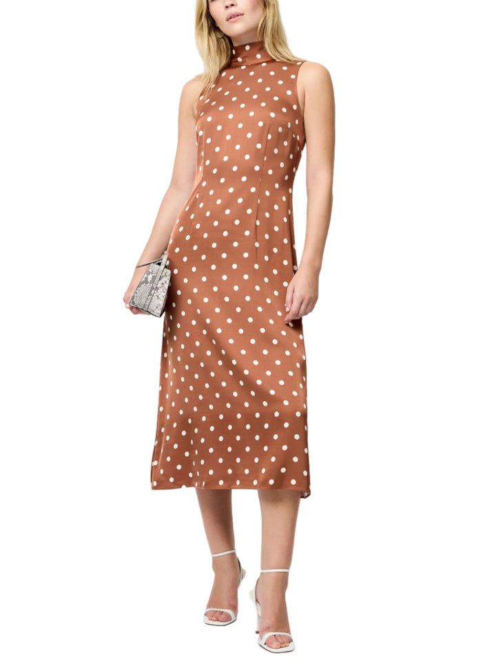 Ennis Satin Polka Dot Midi Dress