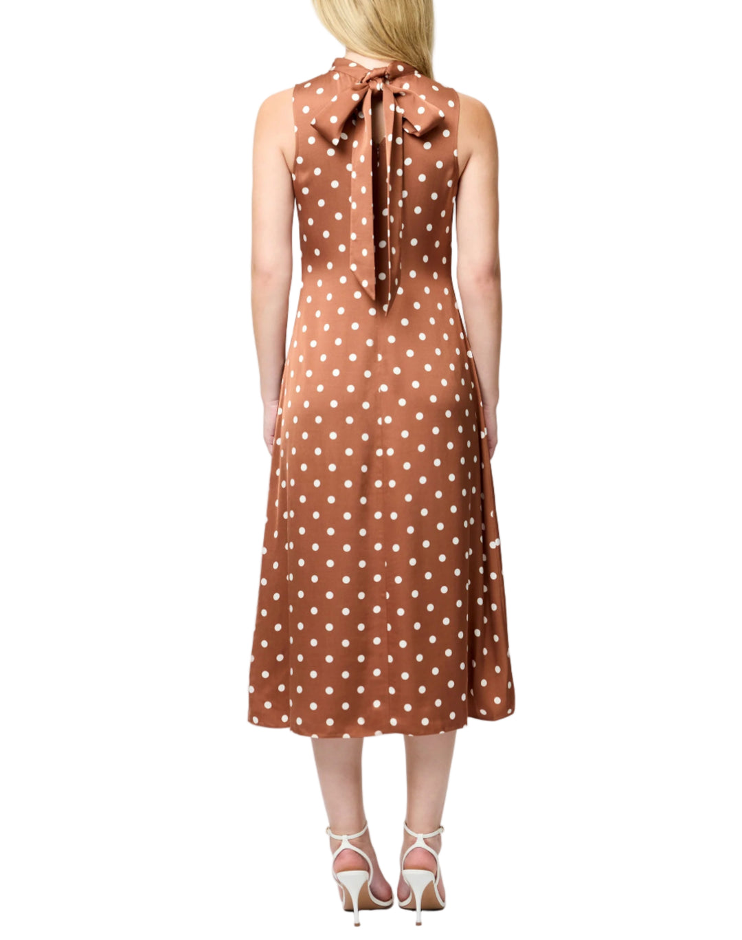 Ennis Satin Polka Dot Midi Dress