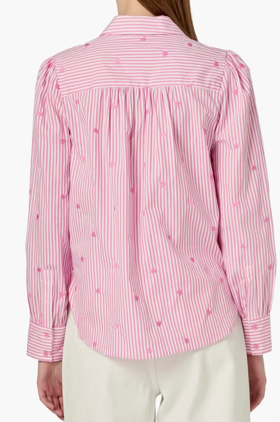 Heart Embroidery Stripe Shirt