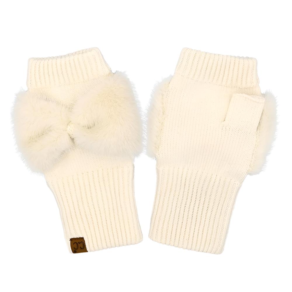 Faux Fur Bow Gloves