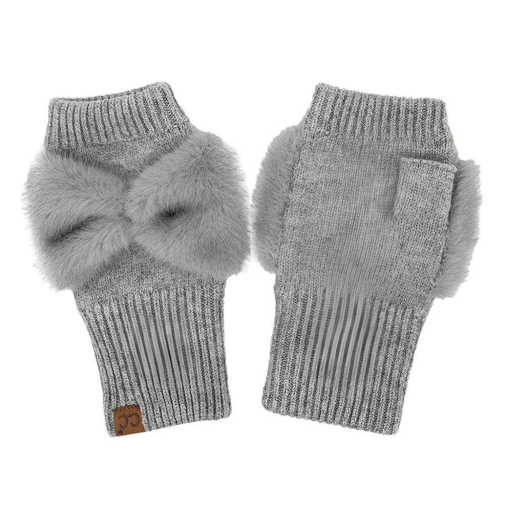 Faux Fur Bow Gloves