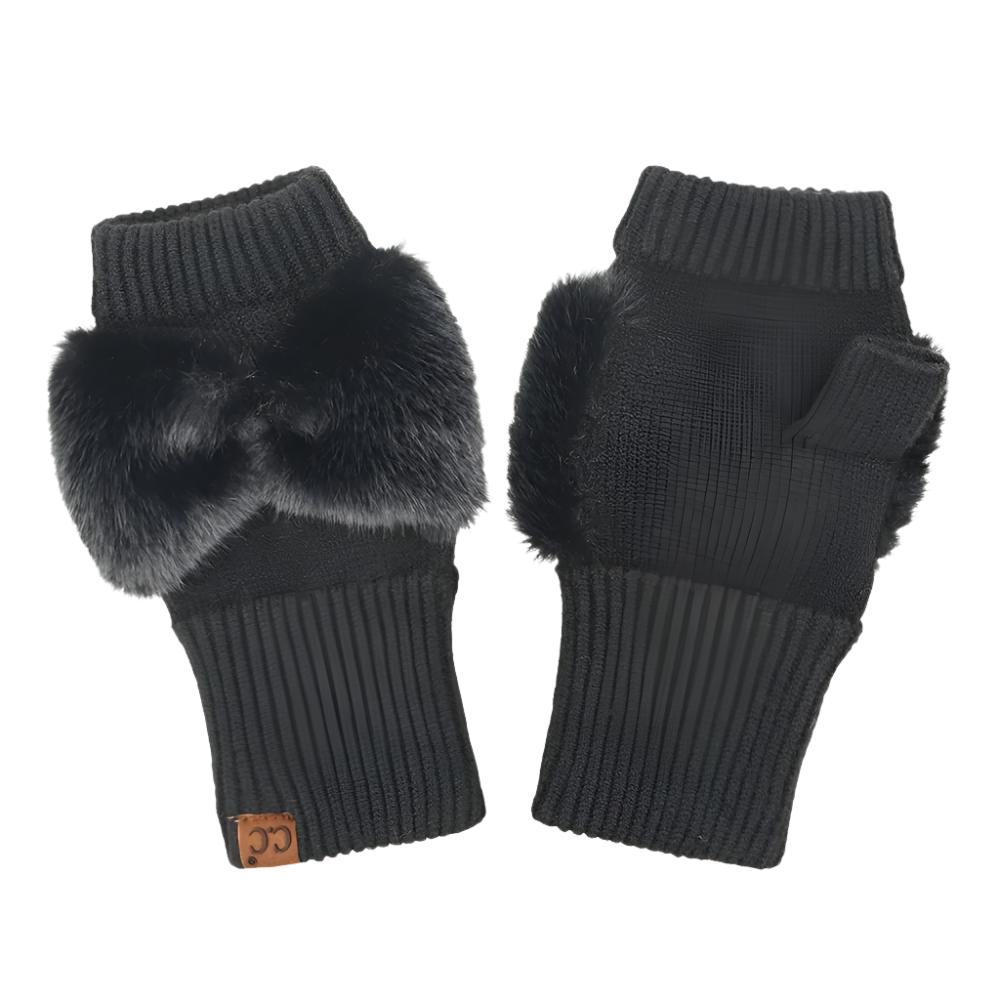 Faux Fur Bow Gloves