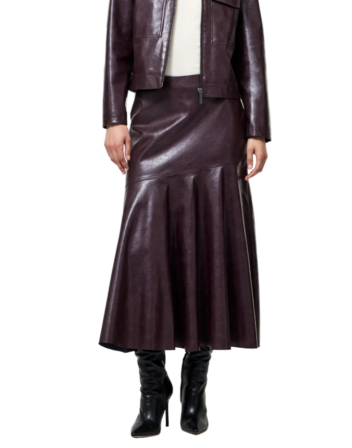 Kayleigh Vegan Leather Midi Skirt