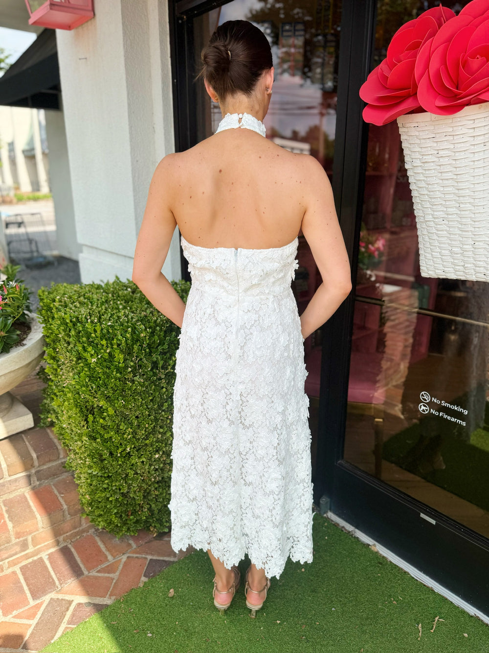 Serafina Halter Dress in White - Pickering Boxwood