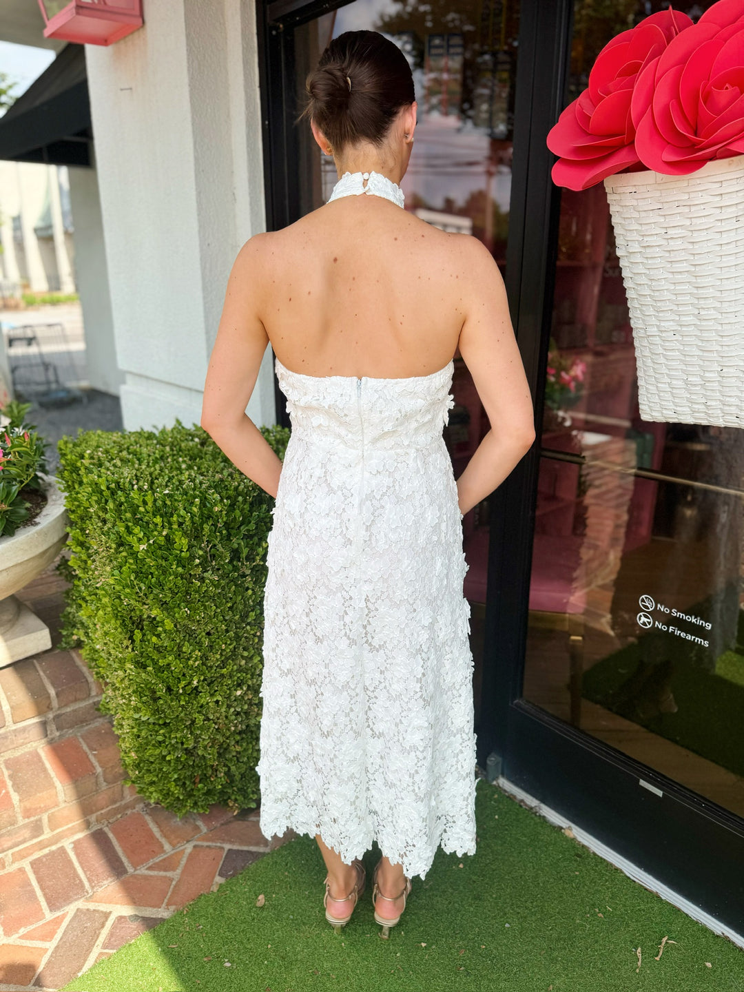 Serafina Halter Dress in White - Pickering Boxwood