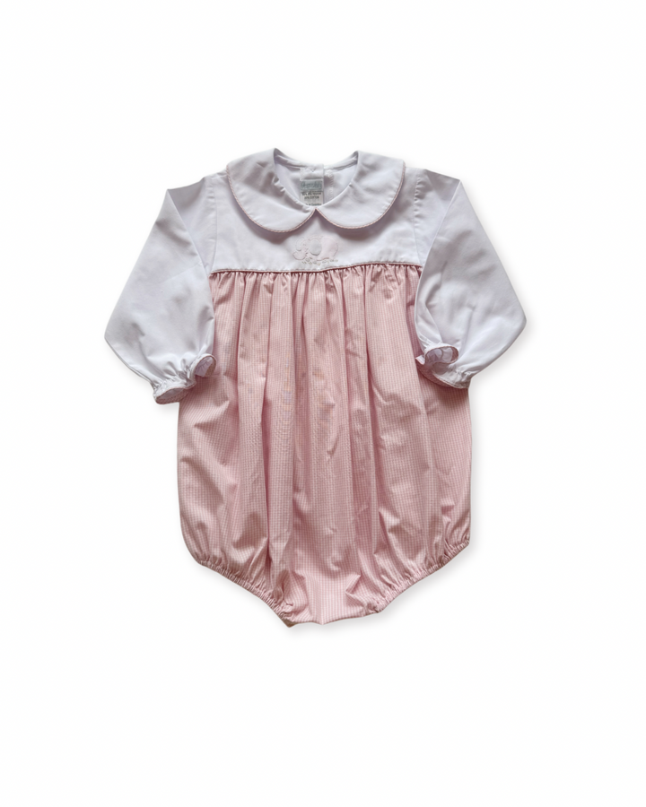 Long Sleeve Check Bubble with Elephant Embroidery by Auraluz
