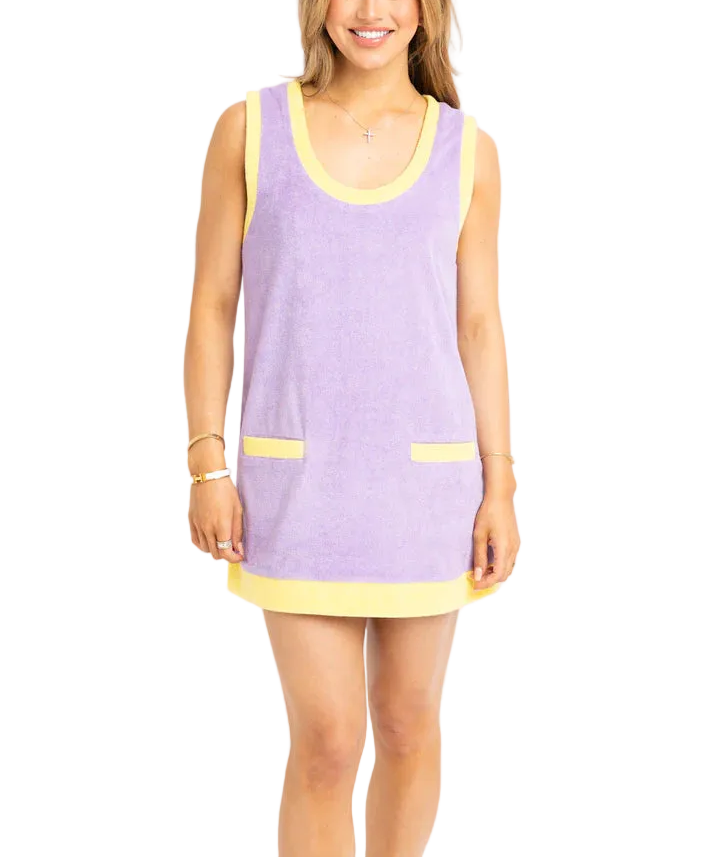 Effortless comfort meets modern style in this colorblock French terry scoop dress. Soft, breathable fabric drapes beautifully while the scooped neckline adds a flattering touch. Bold color blocking creates visual interest and pairs easily with sneakers or sandals for casual days or dressed up for evening outings. Perfect for layering or wearing solo, this versatile piece transitions seamlessly from season to season.