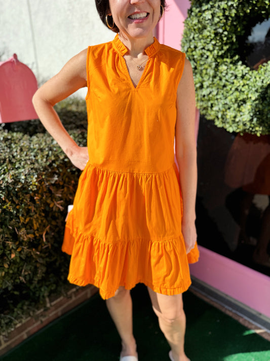 Nia Sleeveless Dress in Tangerine