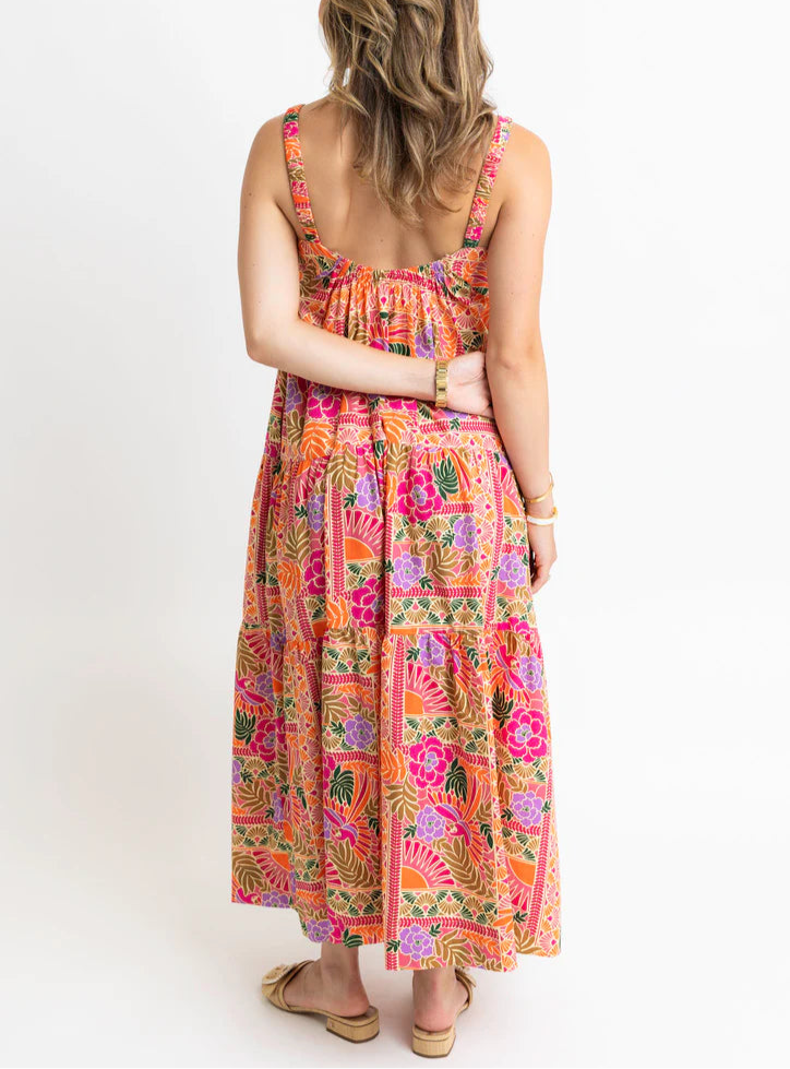 Toucan Scarf Tier Maxi Dress