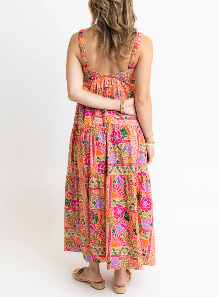 Toucan Scarf Tier Maxi Dress