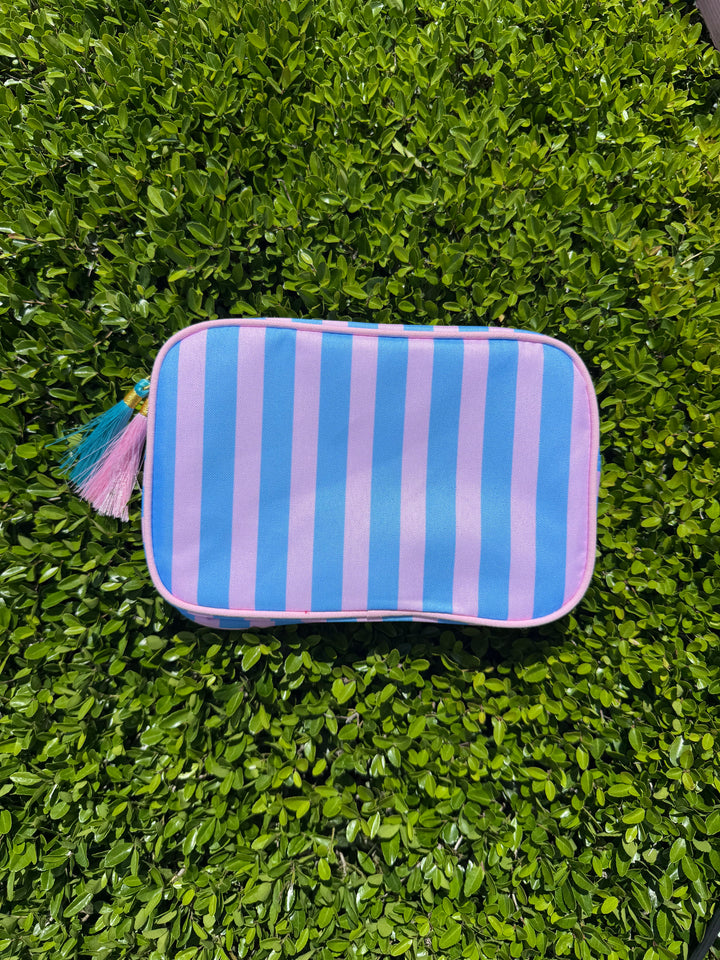 Striped Nylon Padded Pouch