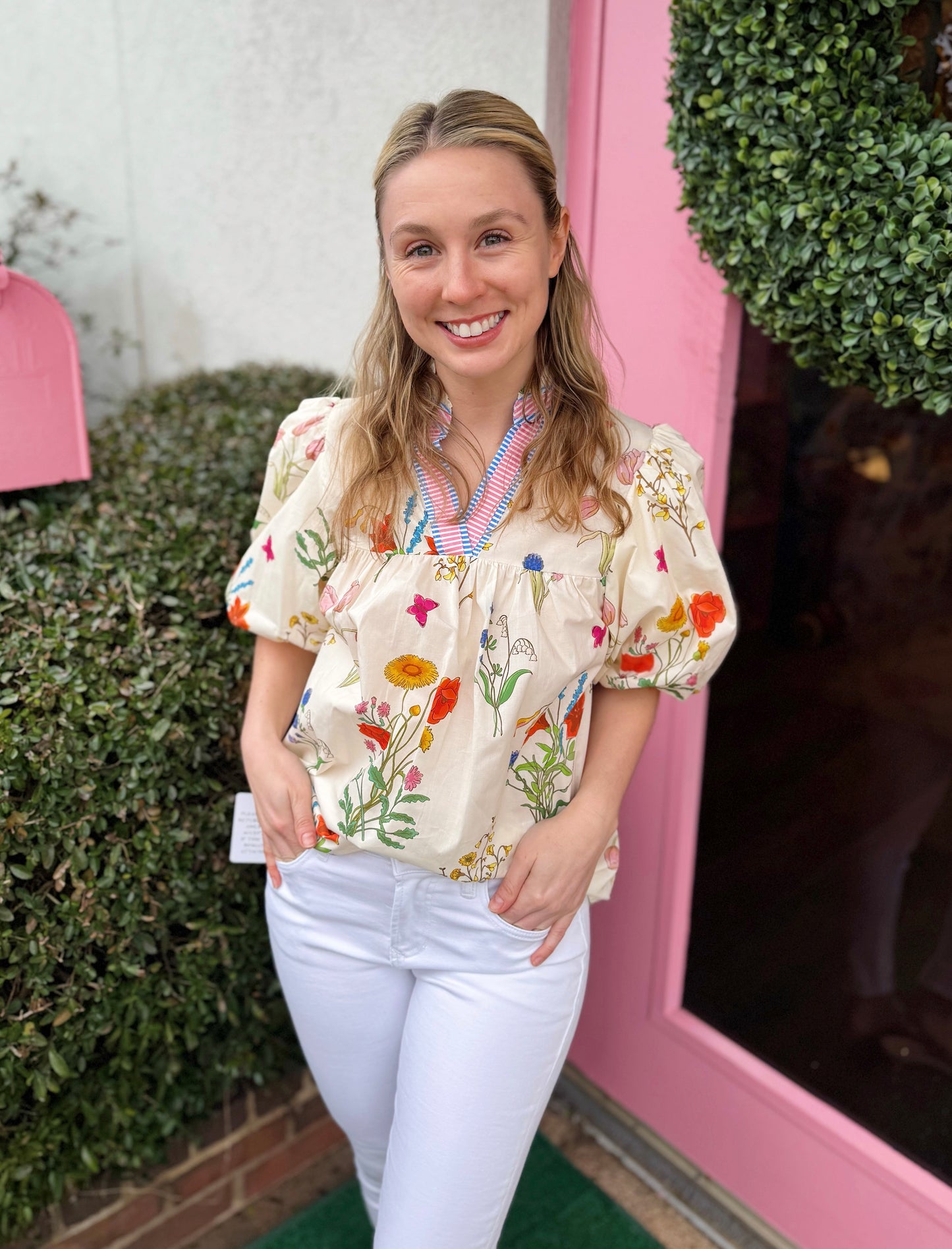 Arwen Floral Top in Cream