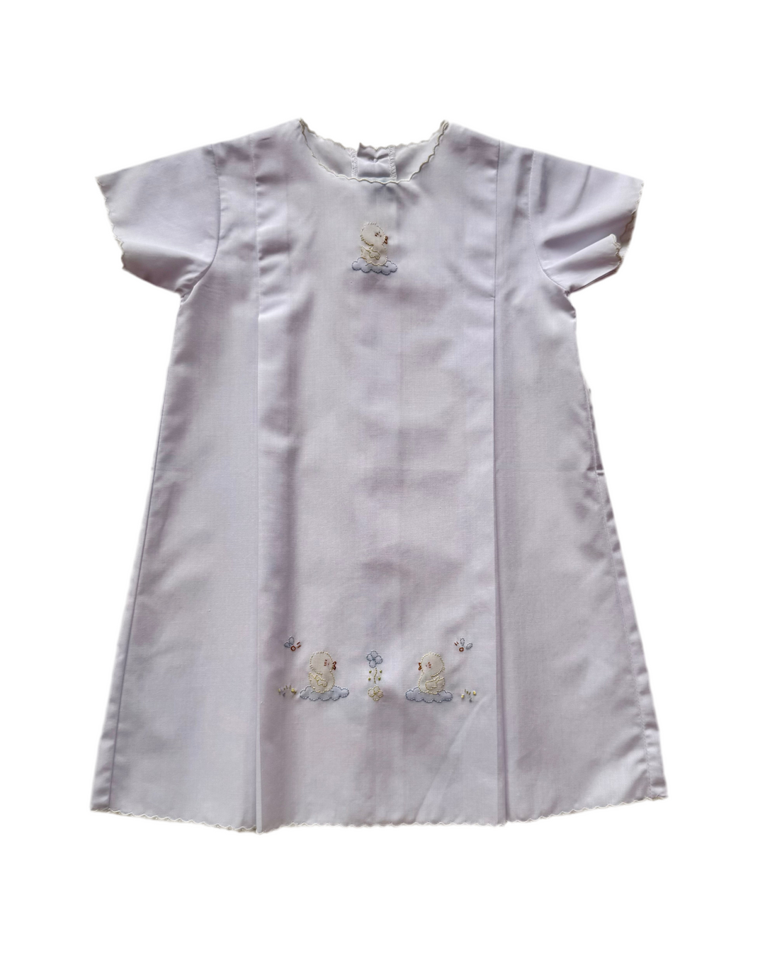 Short Sleeve Pleated Scalloped Daygown by Auraluz
