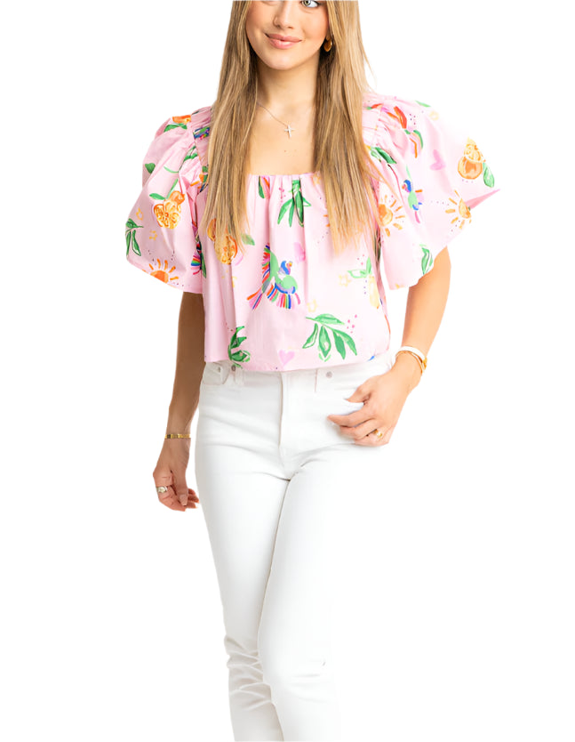 Toucan Fruit Square Neck Top