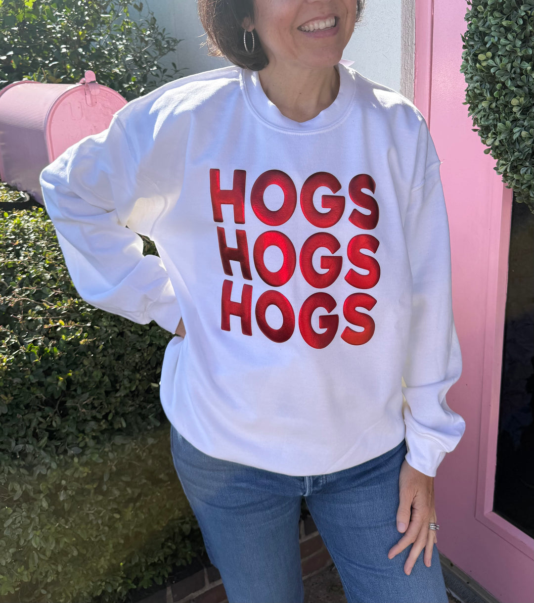 Collegiate Metallic Puff Letter Sweatshirt