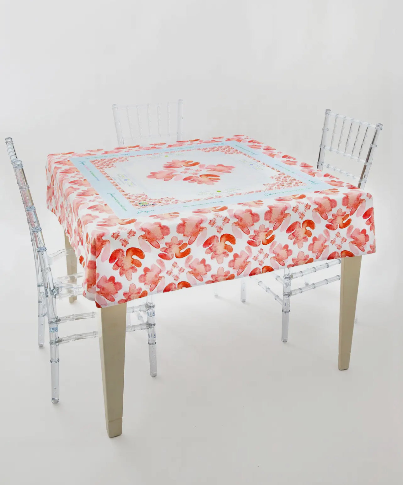 Pop of Poppy Instructional Mahjong Tablecloth by Oh My Mahjong