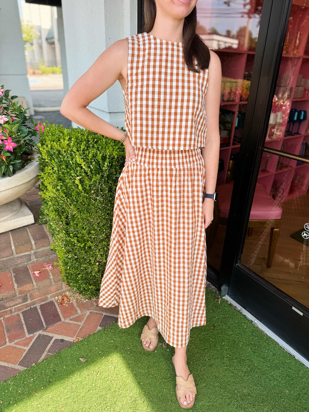 Pavilion Midi Skirt in Plaid Check