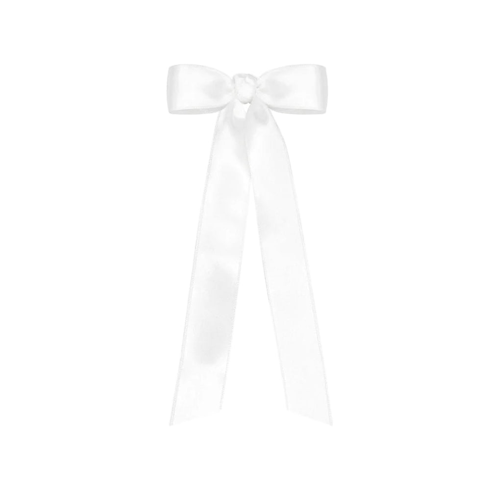 White satin ribbon bow on a white background