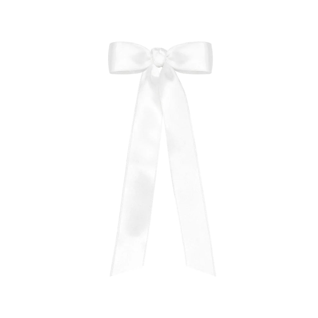 White satin ribbon bow on a white background