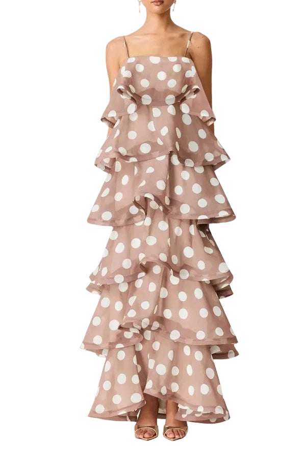 Emily Polka Dot Maxi Dress - Pickering Boxwood