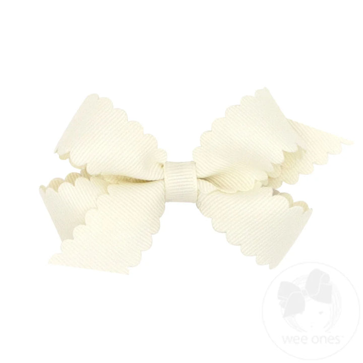 Mini Grosgrain Hair Bow with Scalloped Edge by Wee Ones