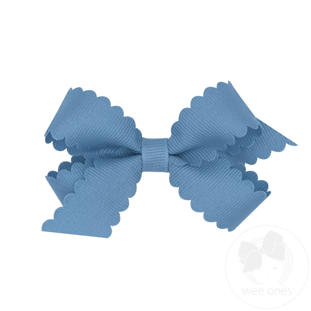 Mini Grosgrain Hair Bow with Scalloped Edge by Wee Ones