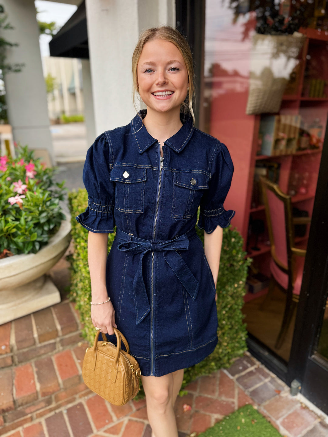 Denim Front Zip Mini Dress