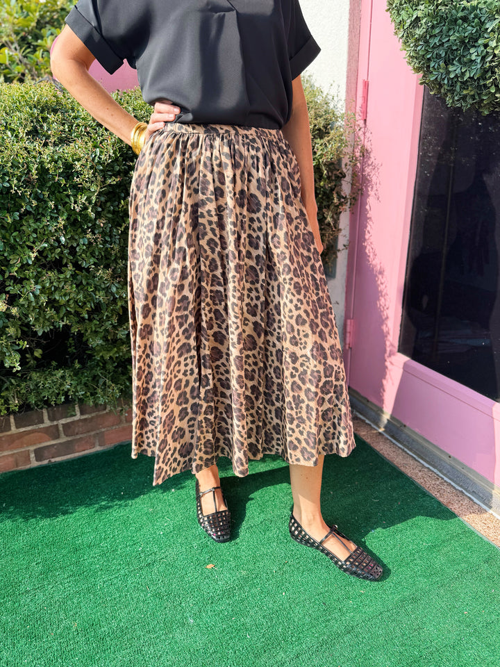 Daisy Leopard Midi Skirt