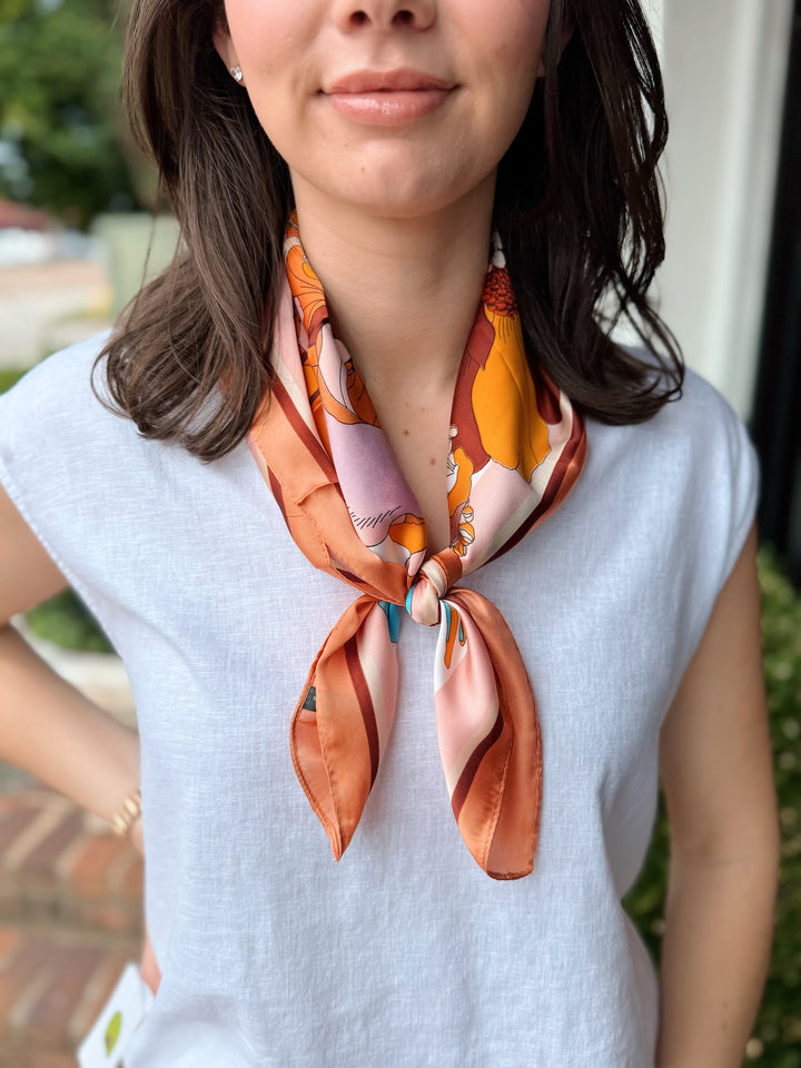 Multi Floral Print Silky Scarf