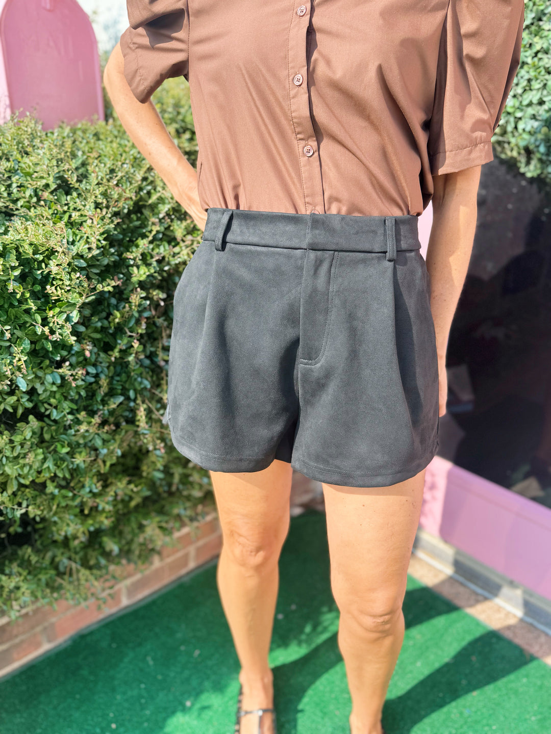 High Waist Suede Shorts