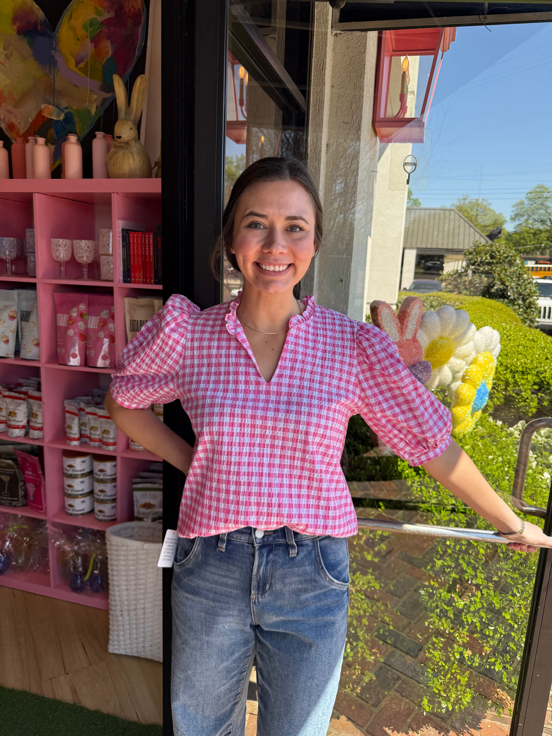 Bernadette Top with Pink Gingham