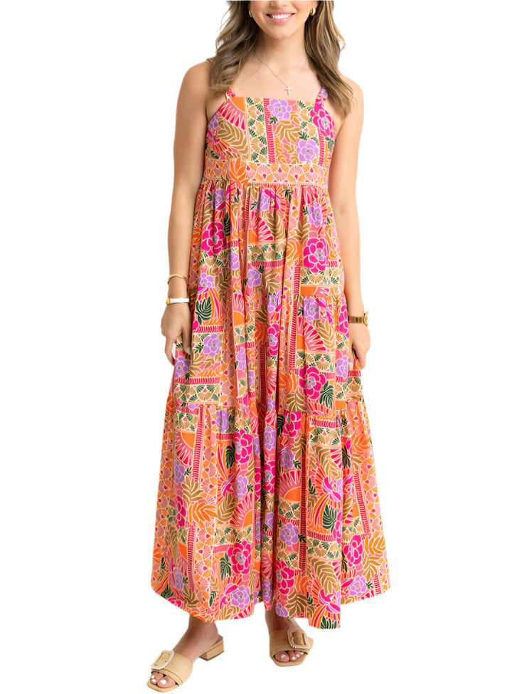 Toucan Scarf Tier Maxi Dress
