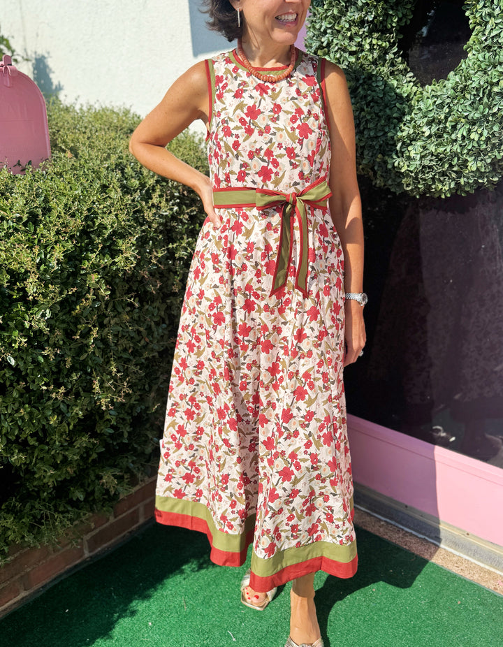 Roxie Floral Midi Dress in Ecru