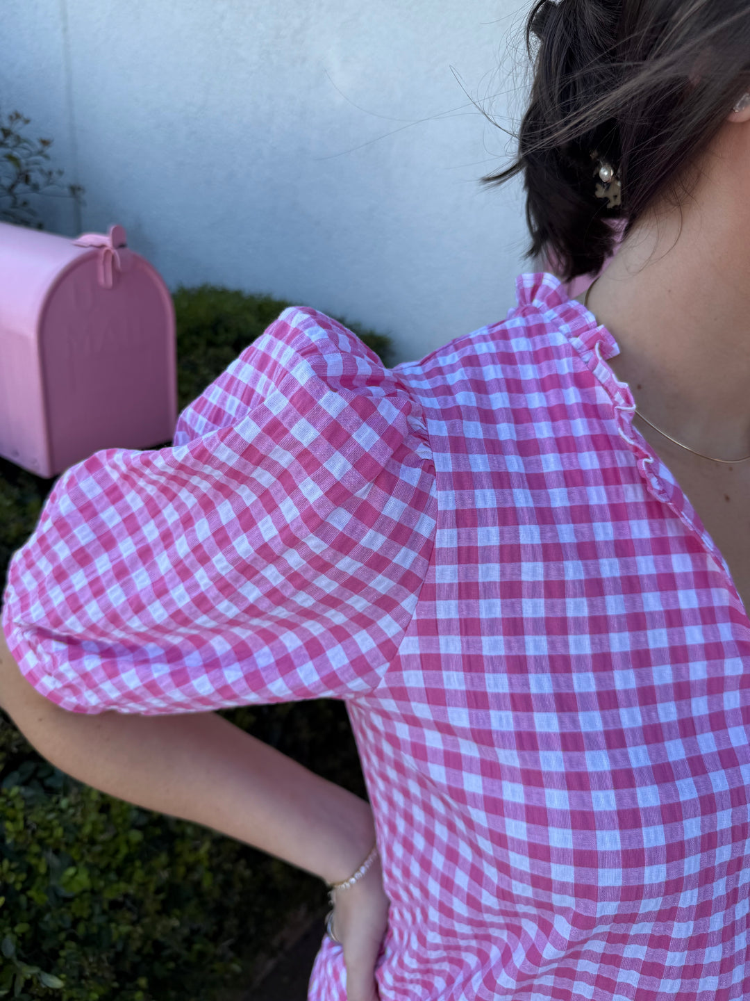 Bernadette Top with Pink Gingham