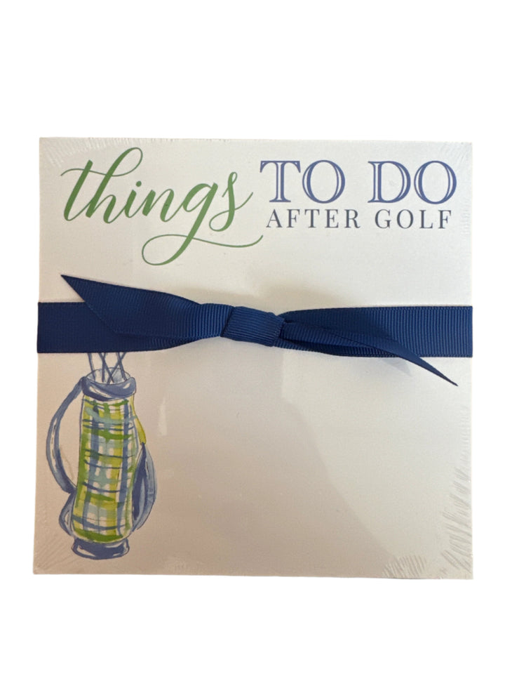 With gilded gold edges, heavy card stock and a coordinating ribbon, this notepad is one of our most popular items! Gilded edges on card stock with a cute grosgrain&nbsp;ribbon.