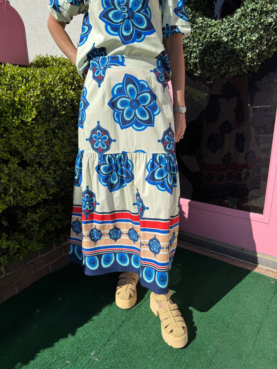 Ada Midi Skirt in Geometric Florals