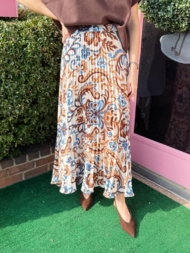 Sallie Pleated Midi Skirt