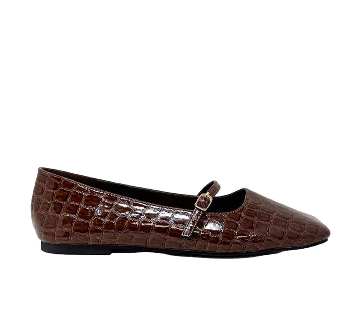 Adele Brown Croc Ballet Flat