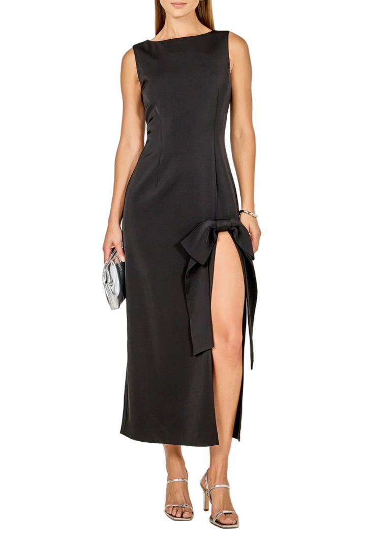 Slit Maxi Dress with Bow

