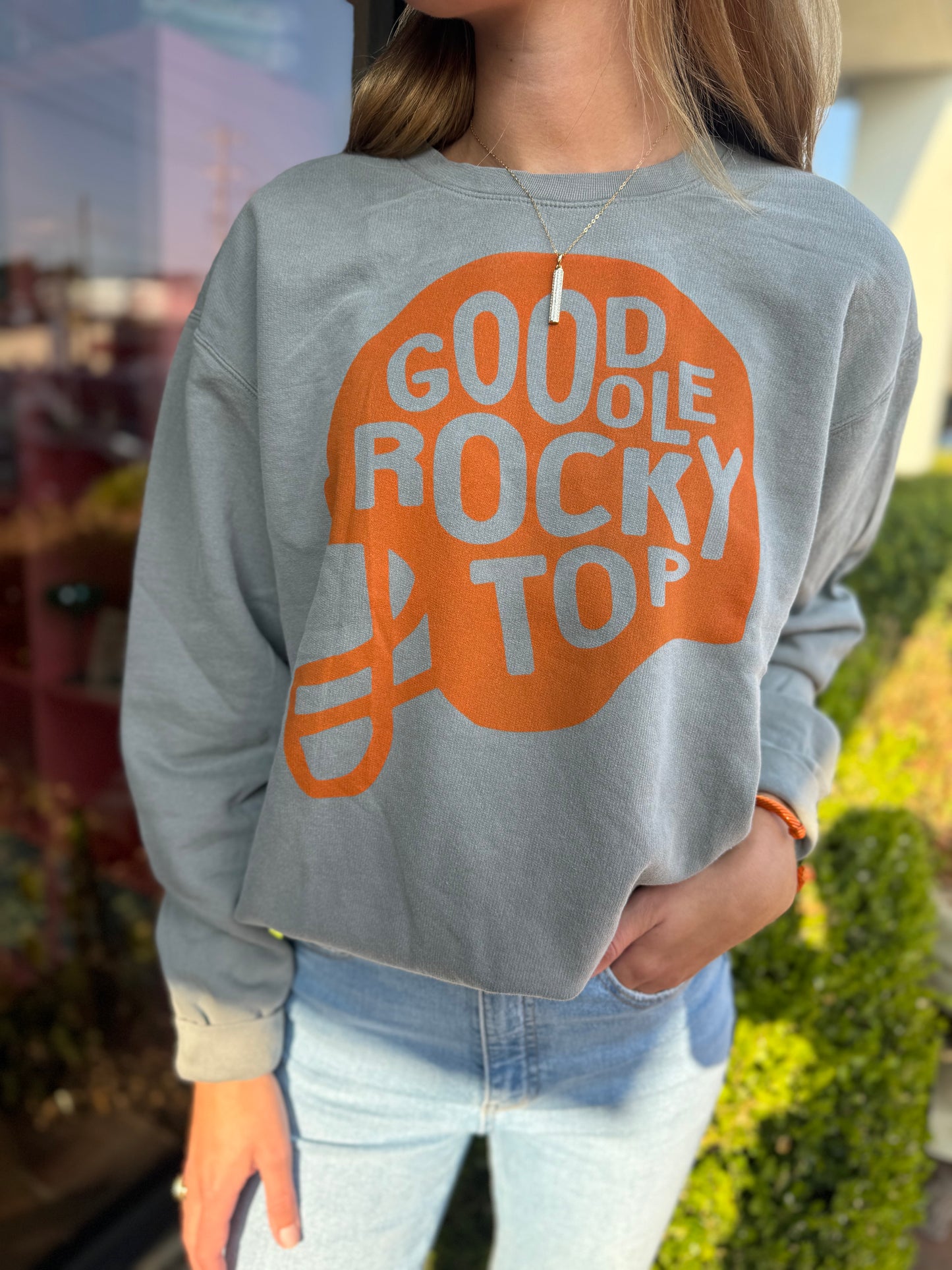 Good Ole Rocky Top Sweathshirt in Grey/Orange